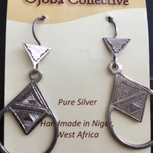 Handmade Silver Earrings from Niger, W. Africa